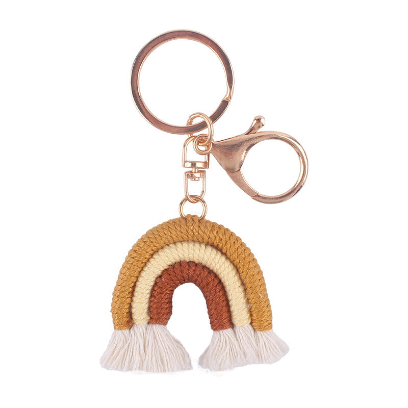 Wholesale Cotton Rope Little Rainbow Handwoven Pendant Tassel Bag Keychains